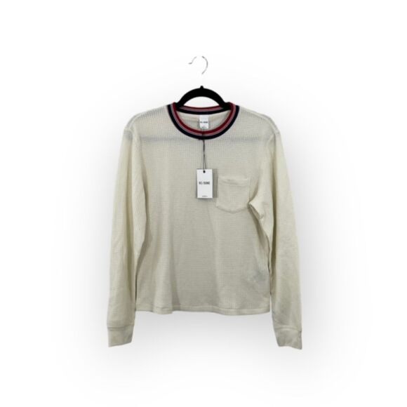 NWT RE/DONE Long Sleeve Thermal Pocket‎ Tee in Vintage White Size LARGE REDONE - Picture 4 of 12